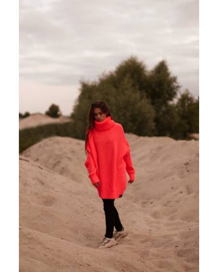 Sweater womens OVERSIZE NEON - coral