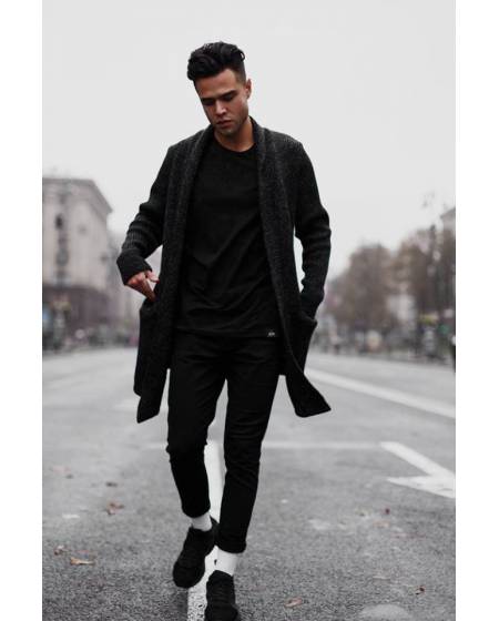 Sweater men's elongated button-down