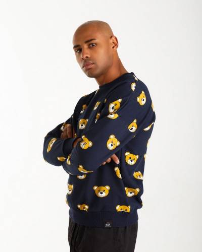 Свитшот принт Медведи синий