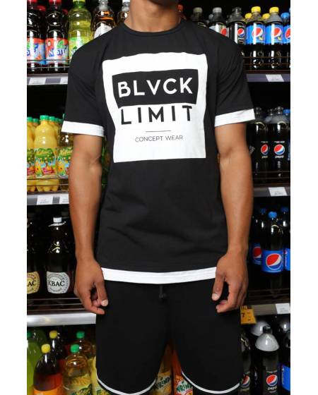 Mens t-shirt double print a square of black