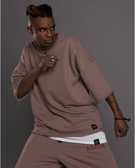 Футболка OVERSIZE з вишивкою Х мокко