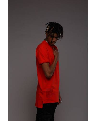 Футболка с разрезами и боковым принтом красная