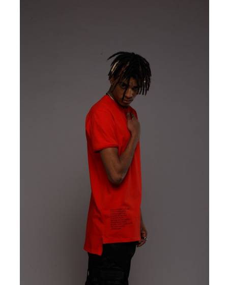 Футболка з розрізами і бічним принтом червона