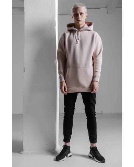 Худі чоловіче подовжене на флісі бежеве