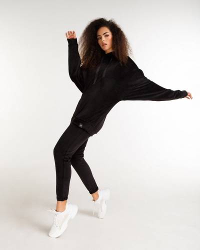 Hoody women black velor