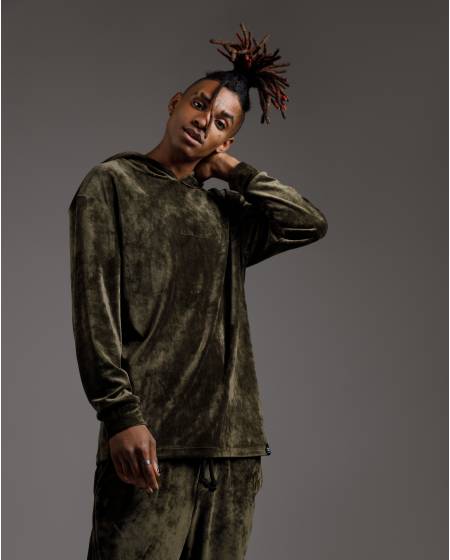 Худі велюр script хакі