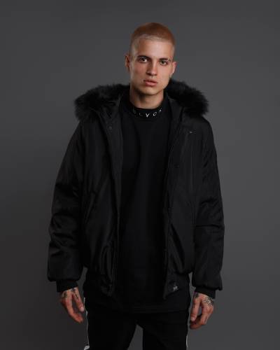 Куртка мужская с капюшоном - черная