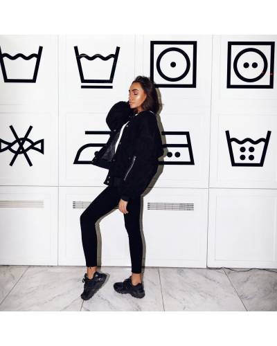 Леггинсы женские экозамш черные