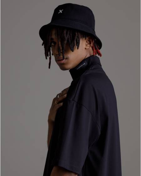 Panama black with embroidery X