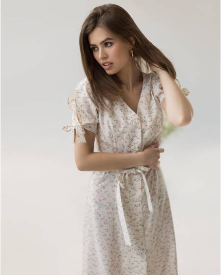 Dress with buttons flowers print - white