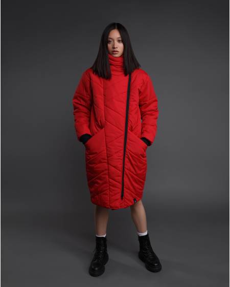 Пуховик жіночий ACE високе горло червоний