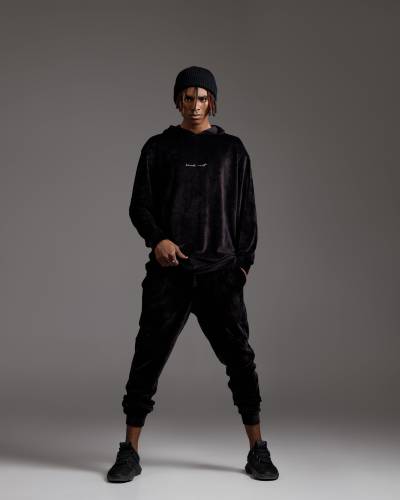 Штаны мужские велюр черные