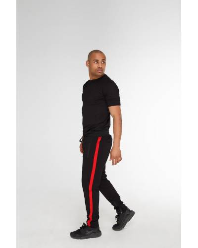 Штаны спортивные со строчкой и лампасами черные