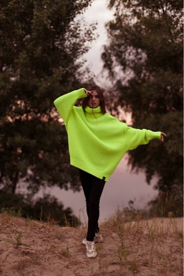 Oversized neon shop green sweater