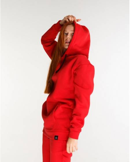 Hoodie Women's Long Red Fleece