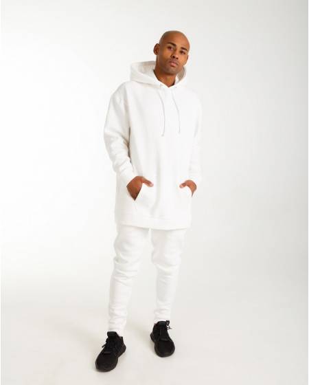 Худі чоловіче подовжене на флісі біле