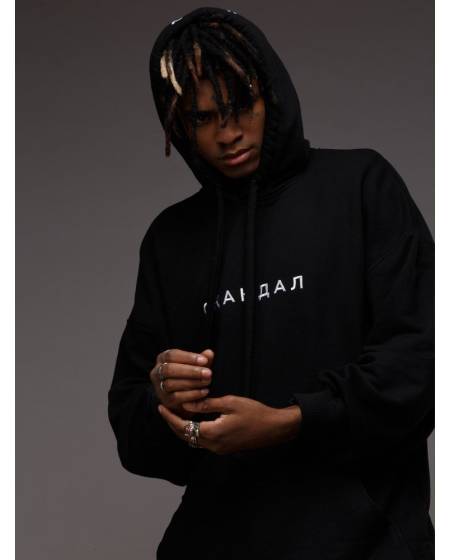 Hoody OVERSIZE with embroidery SCANDAL black