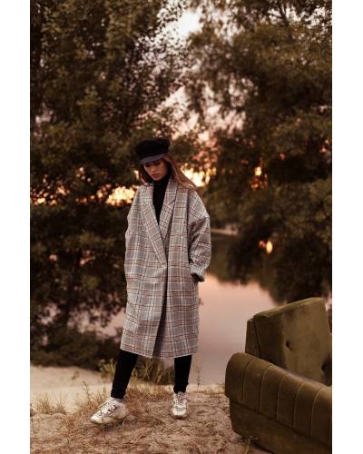 Coat women's Oversize print cage a goose pad - grey/orange