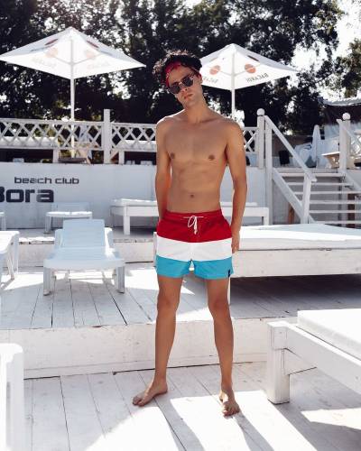 Плавки мужские красный-белый-голубой