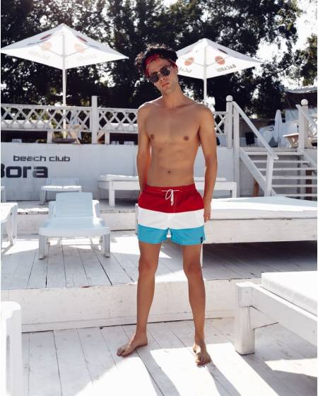 Плавки чоловічі червоний-білий-блакитний