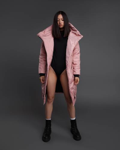 Пуховик жіночий ACE високе горло рожевий