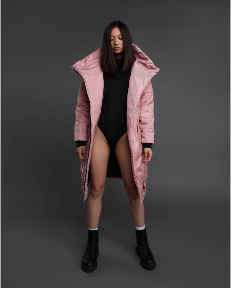 Пуховик жіночий ACE високе горло рожевий