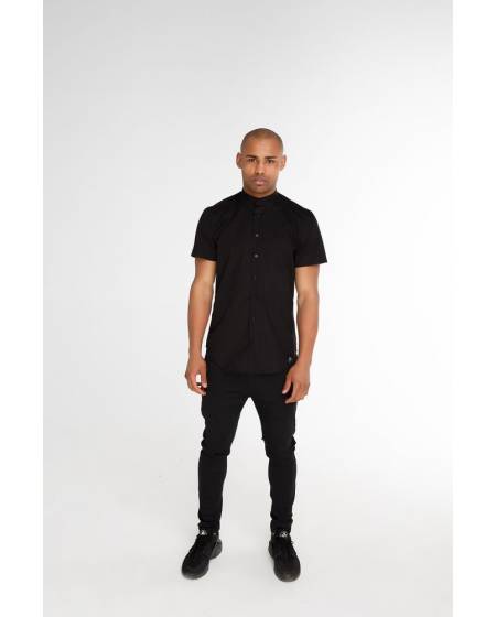 Сорочка чоловіча без коміра з коротким рукавом чорна