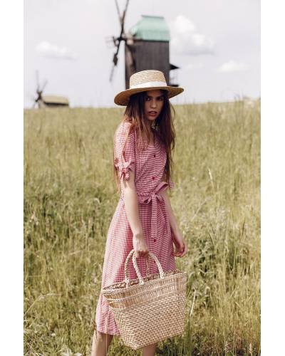 Сарафан принт клетка - красный