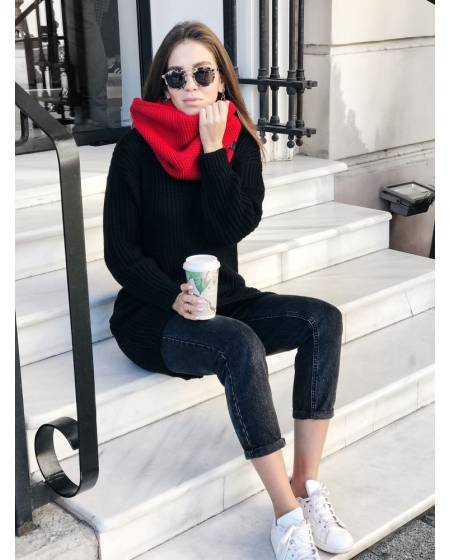 Scarf cowl women's knit red