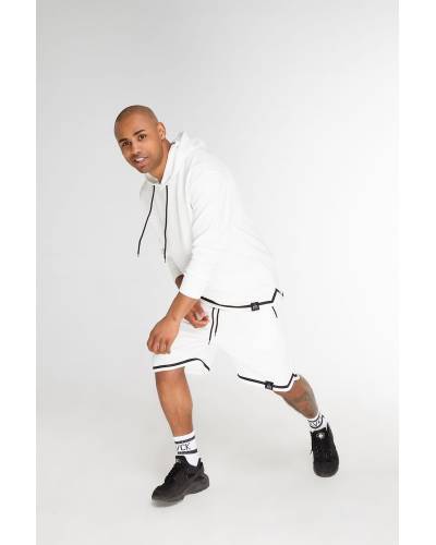 Шорты мужские структурные с полоской внизу белые