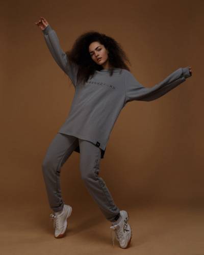 Штани жіночі OVERSIZE з вишивкою est. MMXIII - сірі