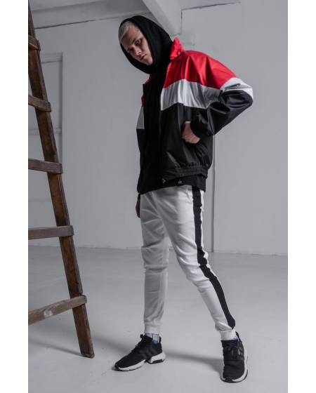 Штаны мужские джогеры с лампасами белые