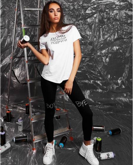 Футболка жіноча з принтом ДОЧКА МАМИНОЙ ПОДРУГИ біла