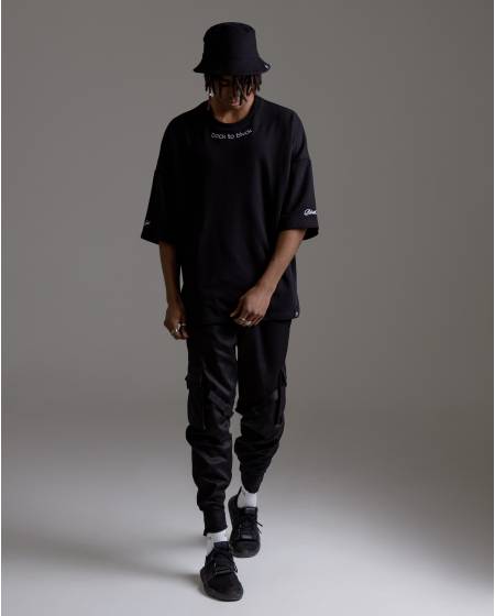OVERSIZE t-shirt with embroidery BACK TO BLVCK black