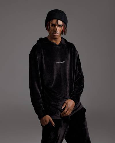 Худи велюр script черный