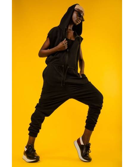 The overalls are female sports black