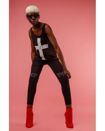 Майка женская принт КРЕСТ черная