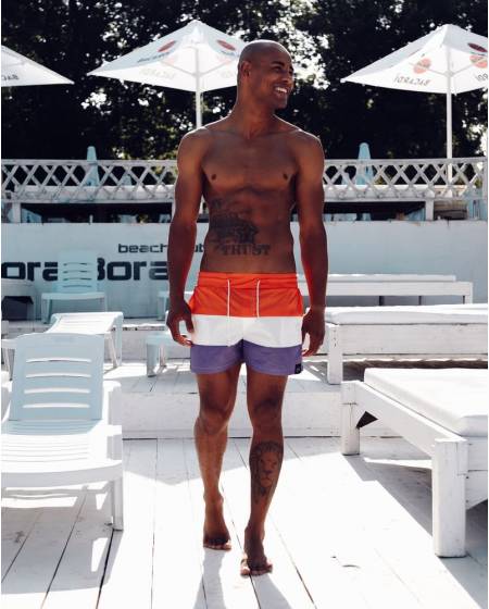 Men's swimming trunks orange white purple