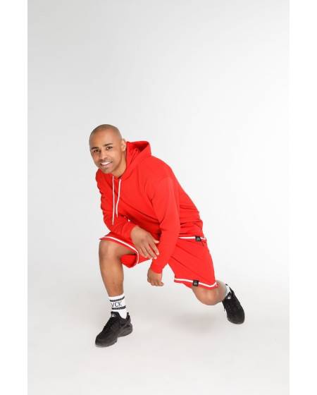 Men's structural shorts with a strip of red bottom