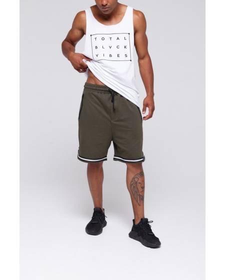 White Striped Shorts - Green