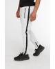 Men's sports pants with stitching and stripes grey