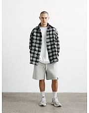 Рубашка oversize CRINKLED в клетку серая