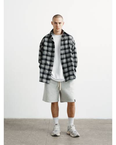 Рубашка oversize в клетку серая