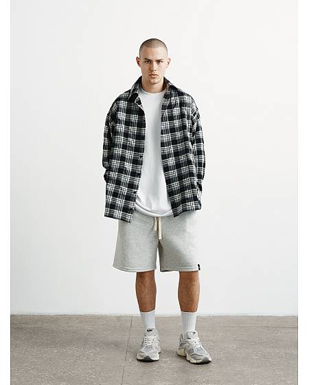 Oversize CRINKLED checkered shirt, grey