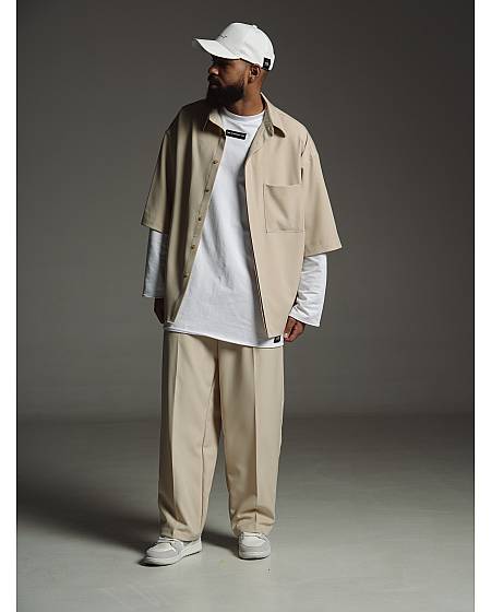 DIFFERENT ONE Macadamia men's oversize shirt