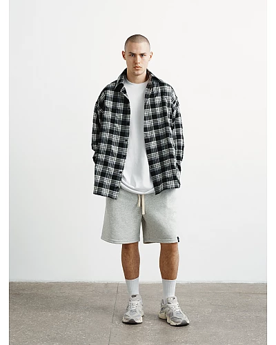 Рубашка oversize в клетку серая