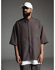 Рубашка oversize DIFFERENT ONE Soft Graphite мужская